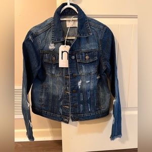 Great denim jacket to wear with summer outfits/ New with Tags /Distressed Denim